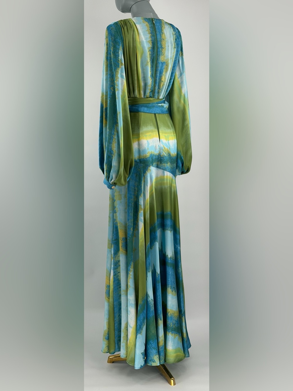 🆕 BRONX & BANCO 🧿 NWOT Coastal Carmen Belted Fringe Gown, Blue - Sz S US 4 - Picture 6 of 16